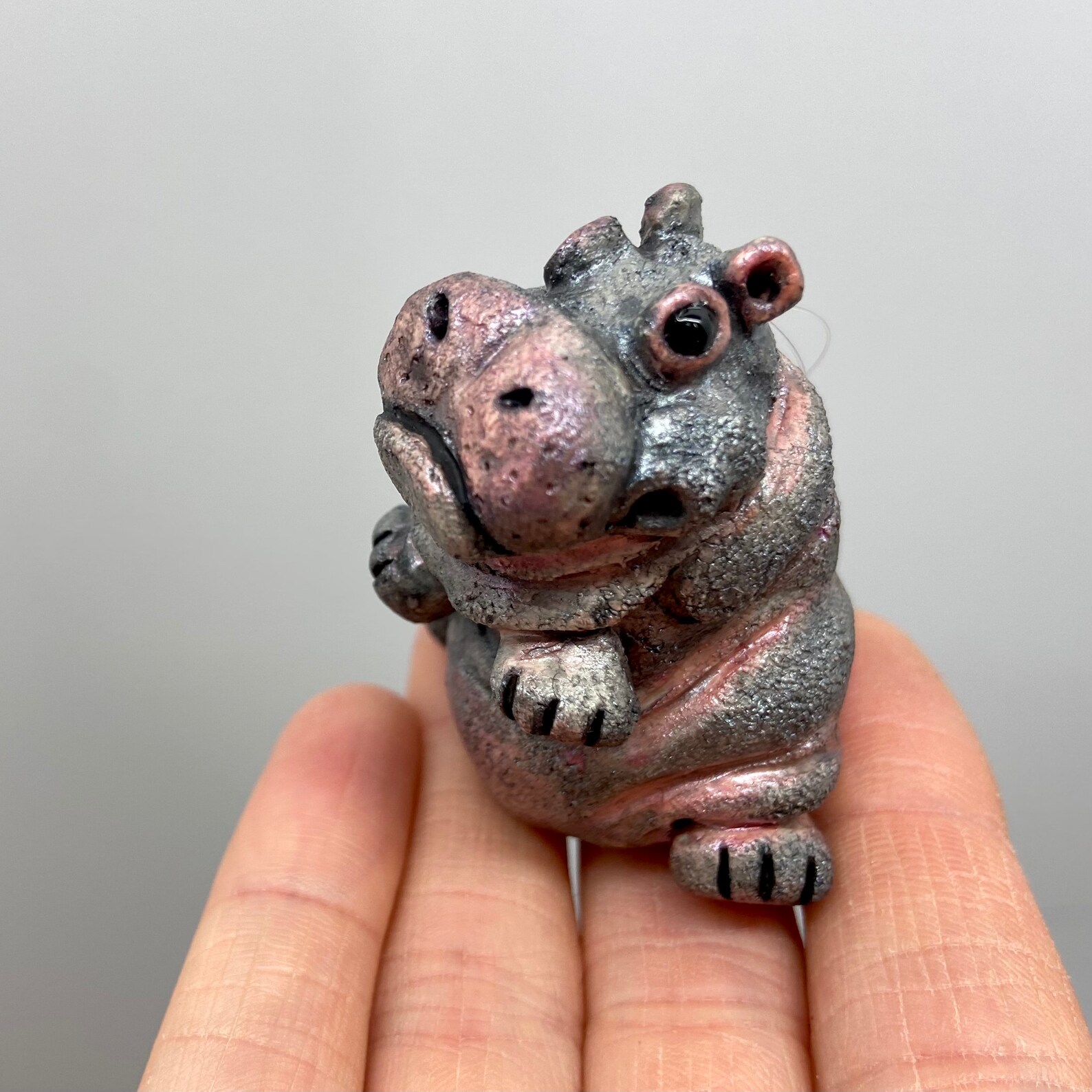Mini Hippopotamus Sculpture/ornament House Hippo Baby Handmade Etsy