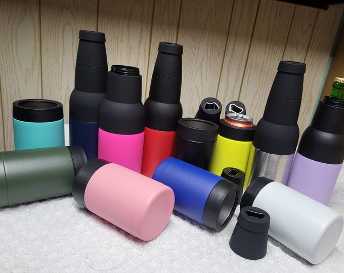 Featured listing image: Stainless Steel 5-in-1 Beverage Insulator: Can & Bottle Cooler - Personalized/Custom Engraved