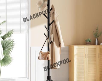 Wooden Standing Coat Rack With 8 Hooks | Hat Rack | Wooden Coat Hanger | Rustic Coat Rack | Standing Coat Rack | Modern Coat Rack | Cap Rack