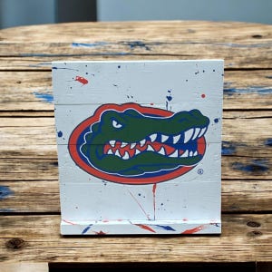 Florida Gators Graffiti Wood Sign | Officially Licensed UF Desktop Decor | Handmade College Football Gift | Merrell Woodworks LLC