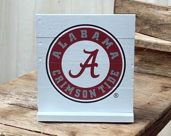 Alabama Crimson Tide Holzschild für den Schreibtisch | Handgemachte Bama Dekoration