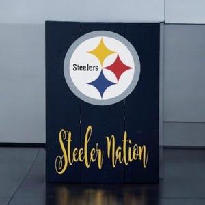 Pittsburgh Steelers Wood Sign | Man Cave Gift | Steelers Fan Gift | Steelers Wood Wall Sign | Steelers Football Decor | Steelers Wall Art