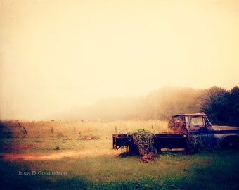 Vintage Fine Art Photography, Classic Americana imagery, 1960's farm truck brown, farm landscape.