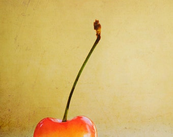 Minimalist Fine Art Photography - A still life kitchen print, brold red orange cherry fruit print