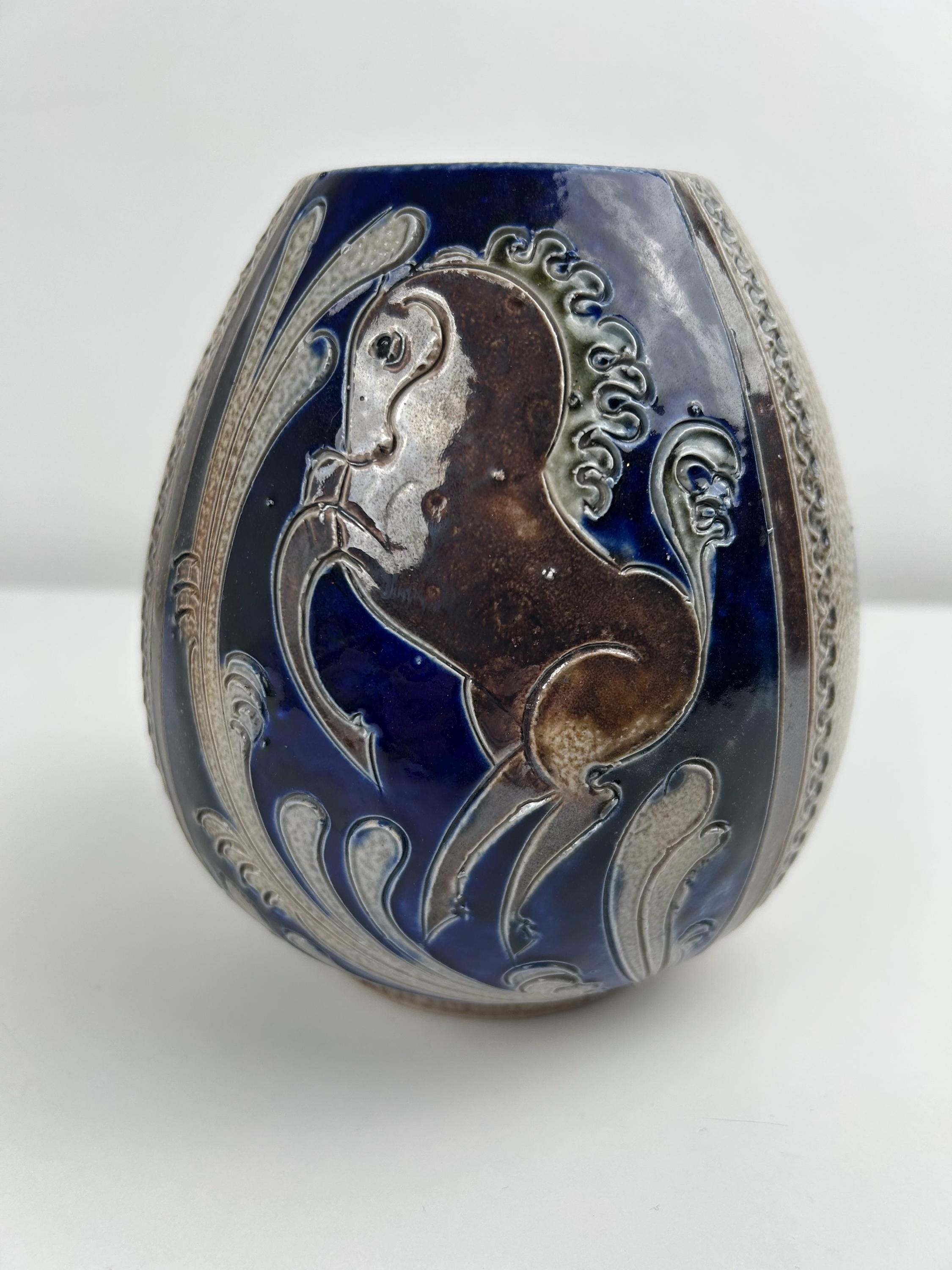 Vase Pferd vintage Salzglasur Höhe ca 15 cm und 5,9 in Sammler Pferde Einrichtung Dekoration Nostalgisch Retro Pferdeliebhaber