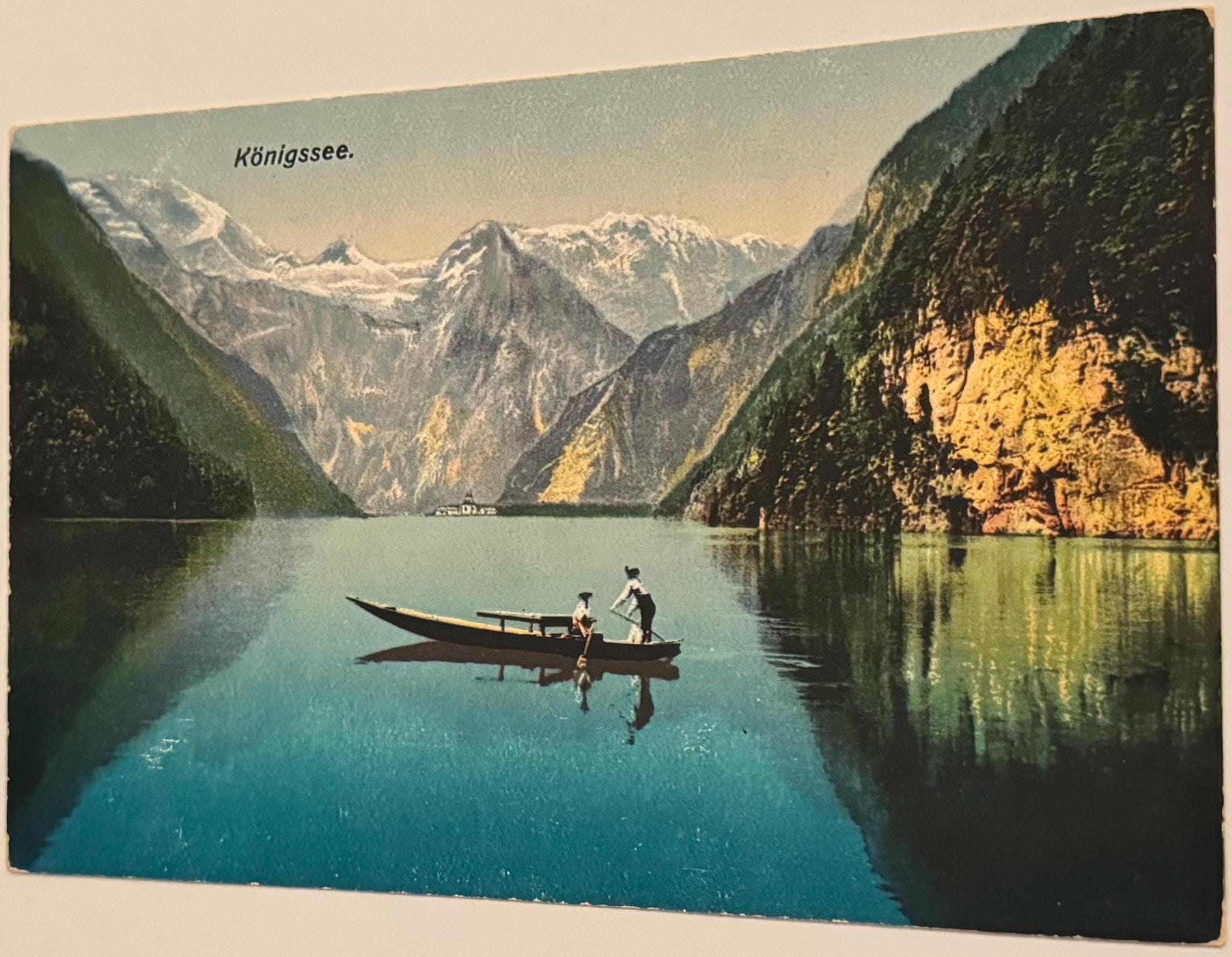Ansichtskarte Königssee Bayern Postkarte vintage Lithografie Bildpostkarte Litho Briefkarte Korrespondenzkarte