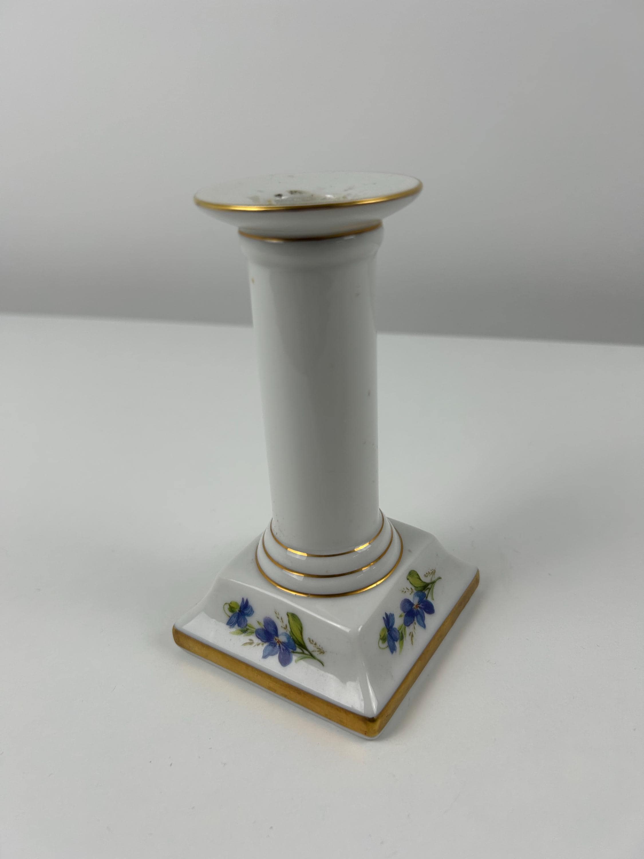 Exquisiter Kerzenständer retro Kerzenhalter alt vintage chatecore Dekoration weißblau Einrichtung Deko