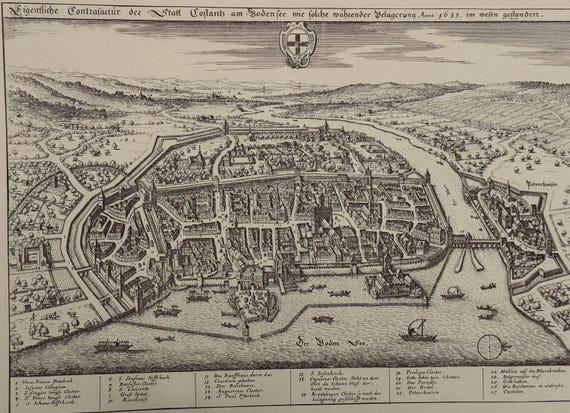Stadtplan Konstanz Bodensee Antik 43x30cm