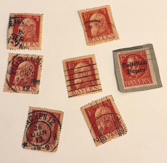 Antikes Bayern Rot Briefmarken Set