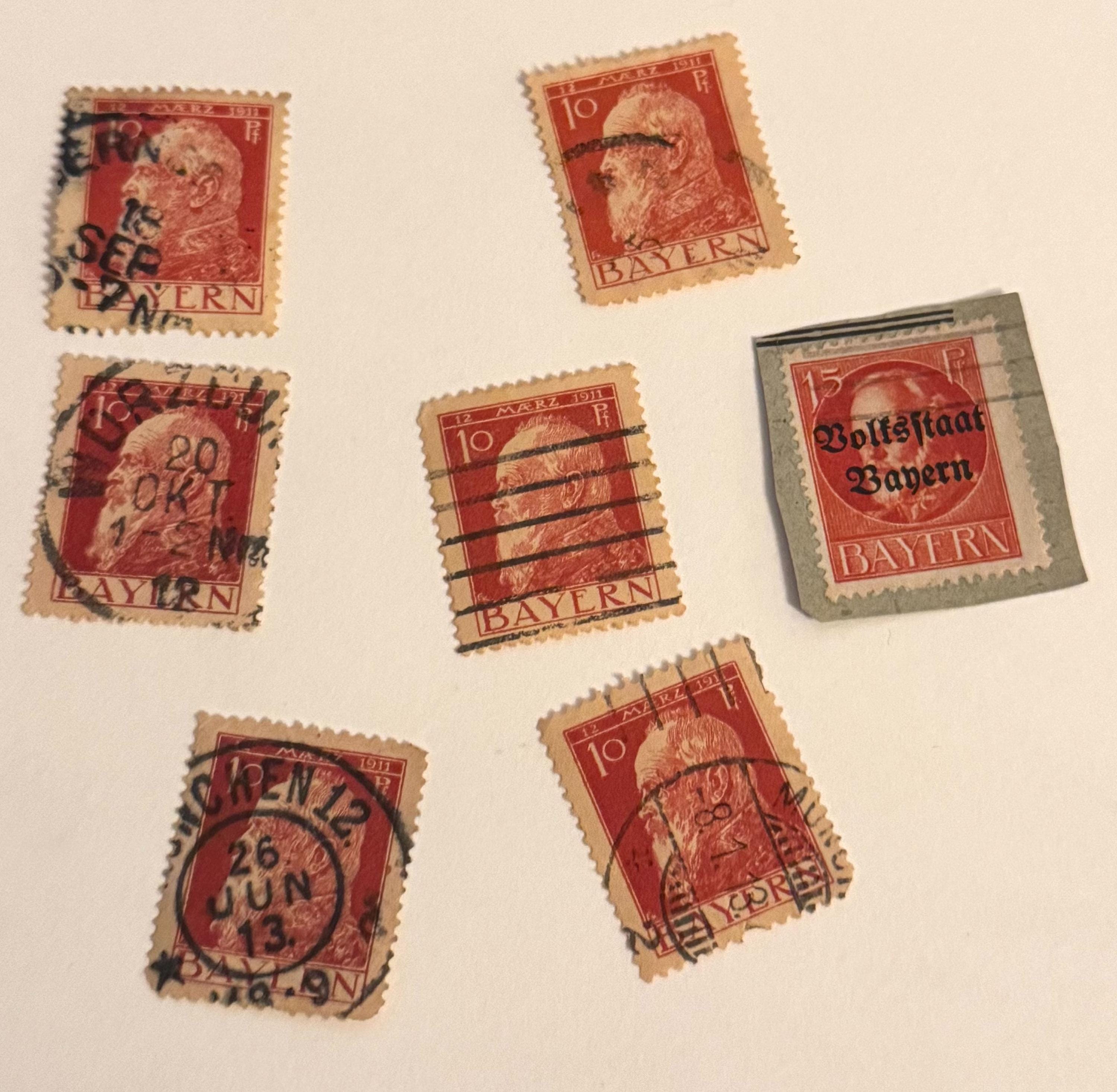 Antikes Bayern Rot Briefmarken Set