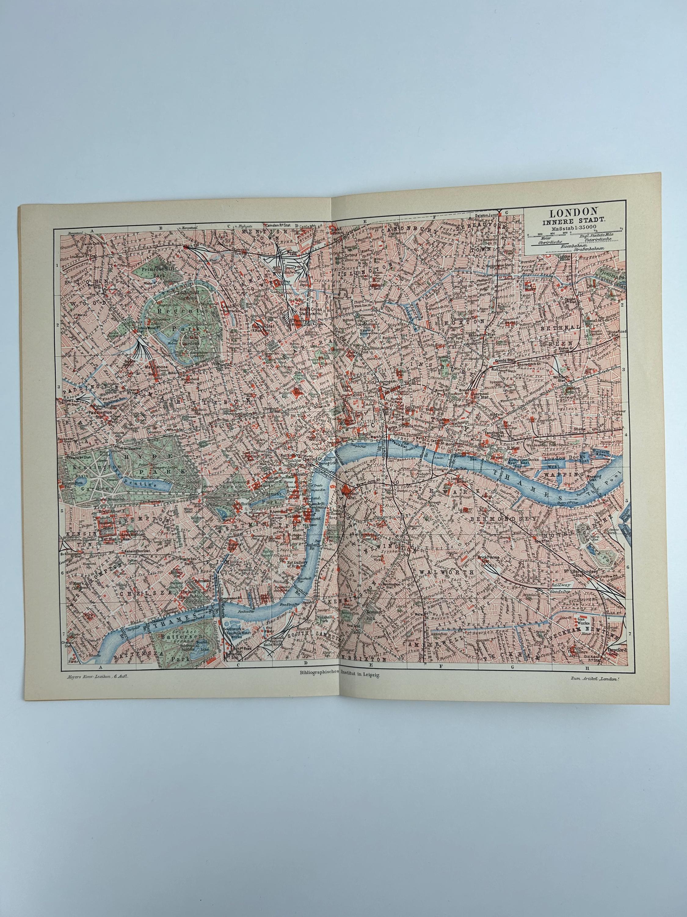 London Stadtplan vintage | Antike Landkarte Wanddeko Historisches Bild Wohnzimmer Dekoration Landkarte alt
