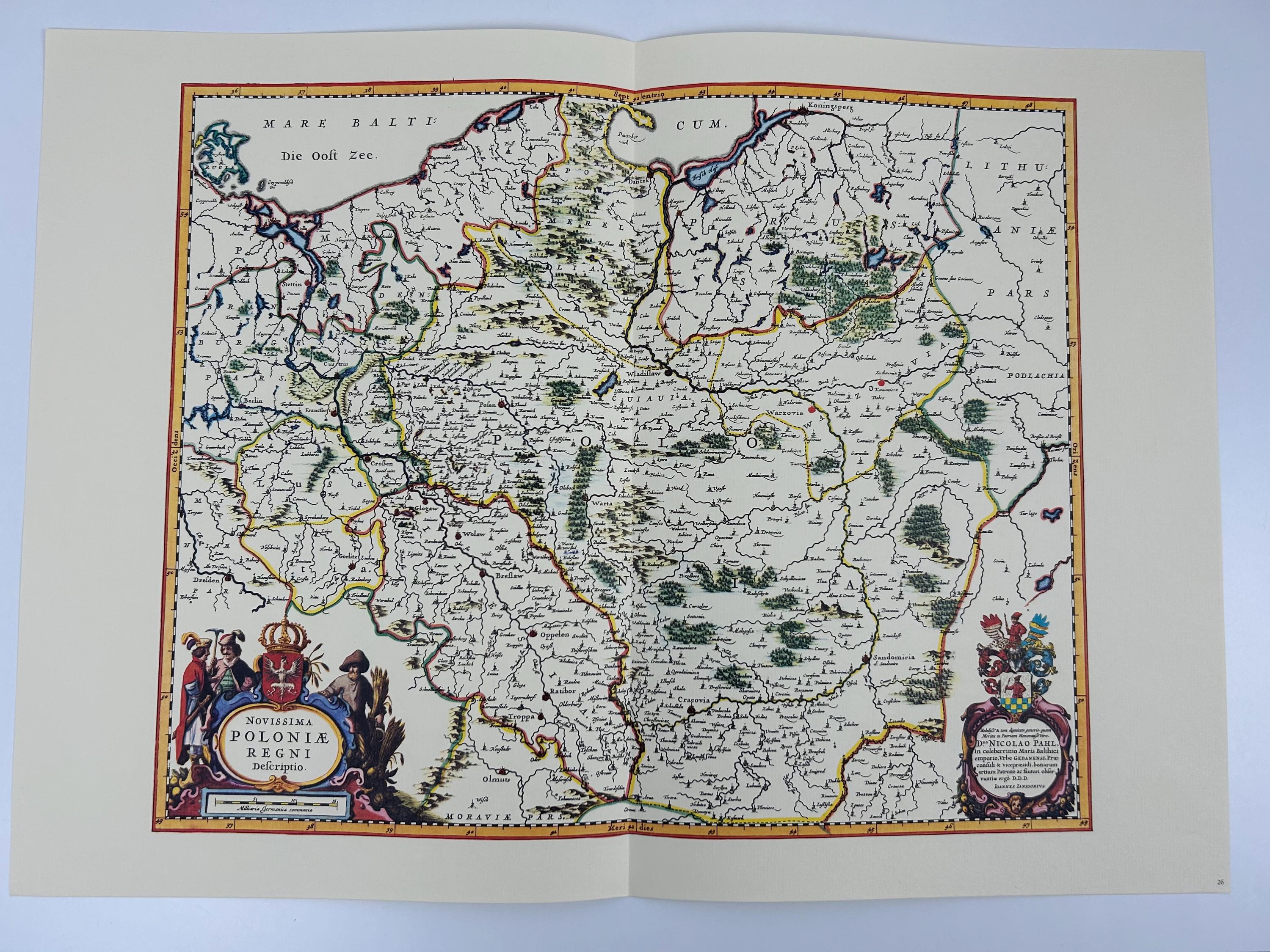 Polen vintage Landkarte 60x43 cm und 23,62x16,92 in Dekoration retro Einrichtung Wohnraumdeko Stadt Einrichtung Wandbild Wand Landkarte alt