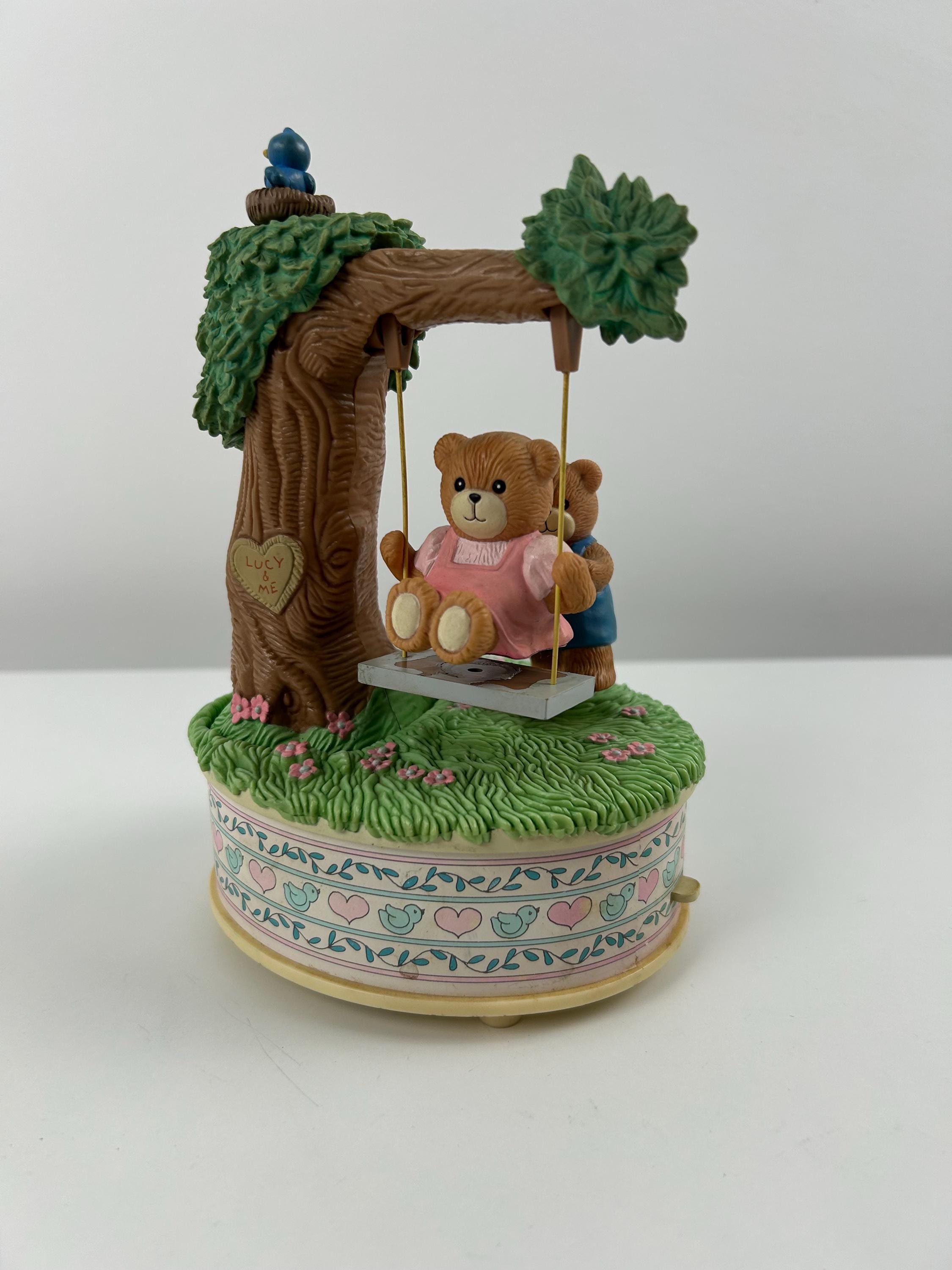 Bärchen Spieluhr Bären Spieldose Schaukel Einrichtung Frühling Dekoration Sommer Spieluhrensammler Geschenk Bär Deko  Spieldosensammler alt