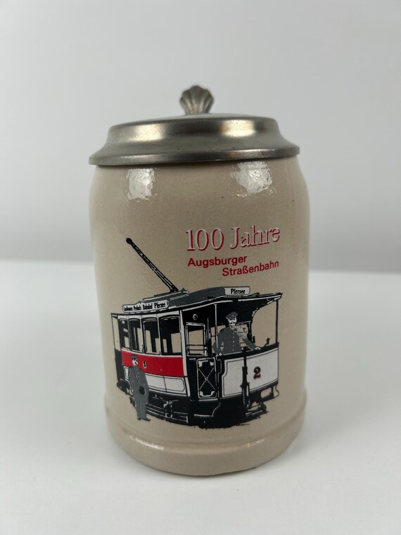 Bayerischer Bierkrug 100 Jahre Augsburger Straßenbahn
