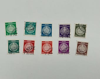 Vintage East German DDR Official Stamp Values Set | Dienstmarken Postzeichen, Philately