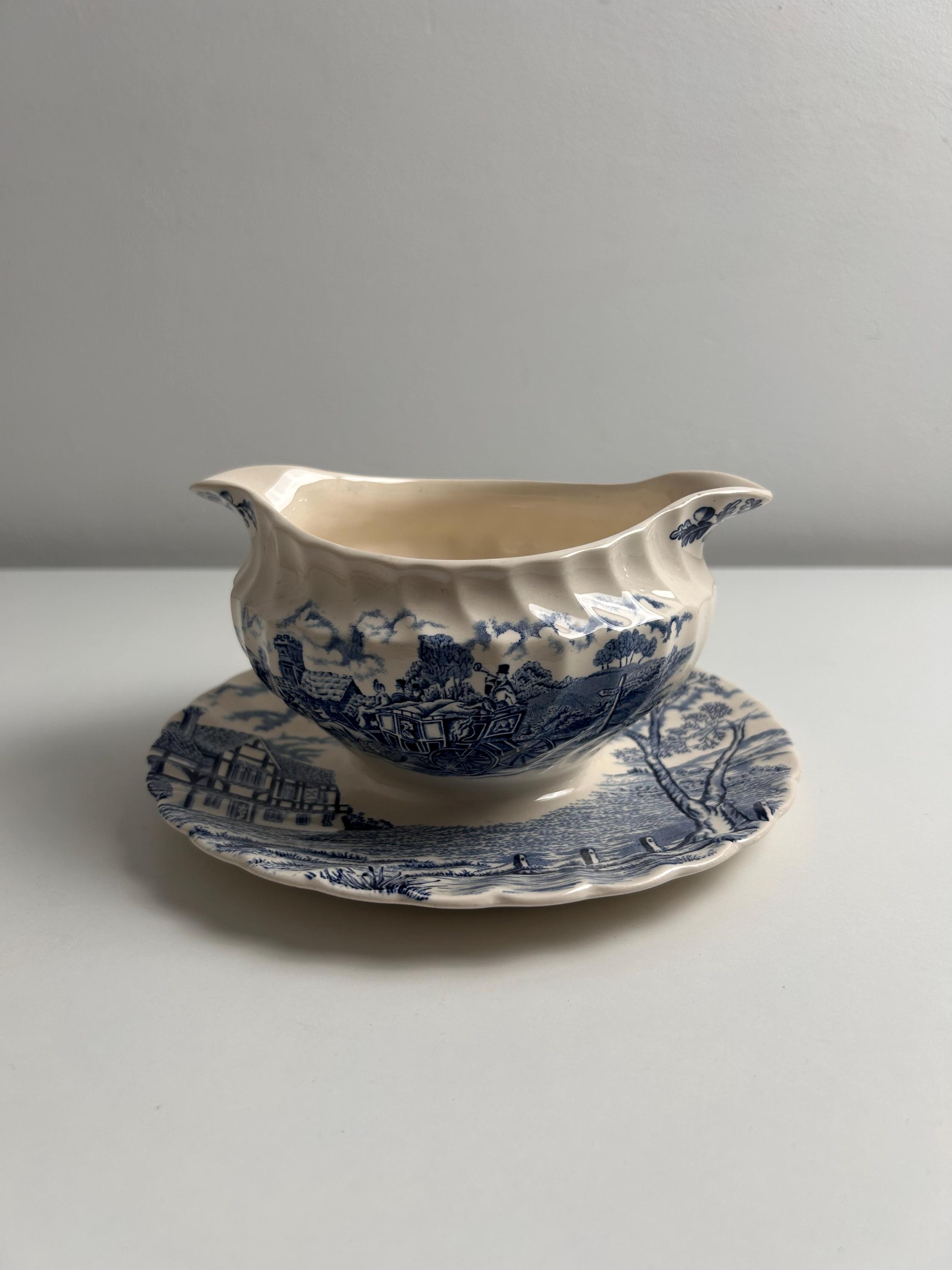 Vintage Saucier Royal Mail - Myott blau FINE STAFFORDSHIRE WARE Jugendstil Dekoration Einrichtung chateaucore