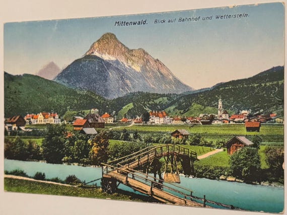 Antike Postkarte Mittenwald Bahnhof Wettersteingebirge