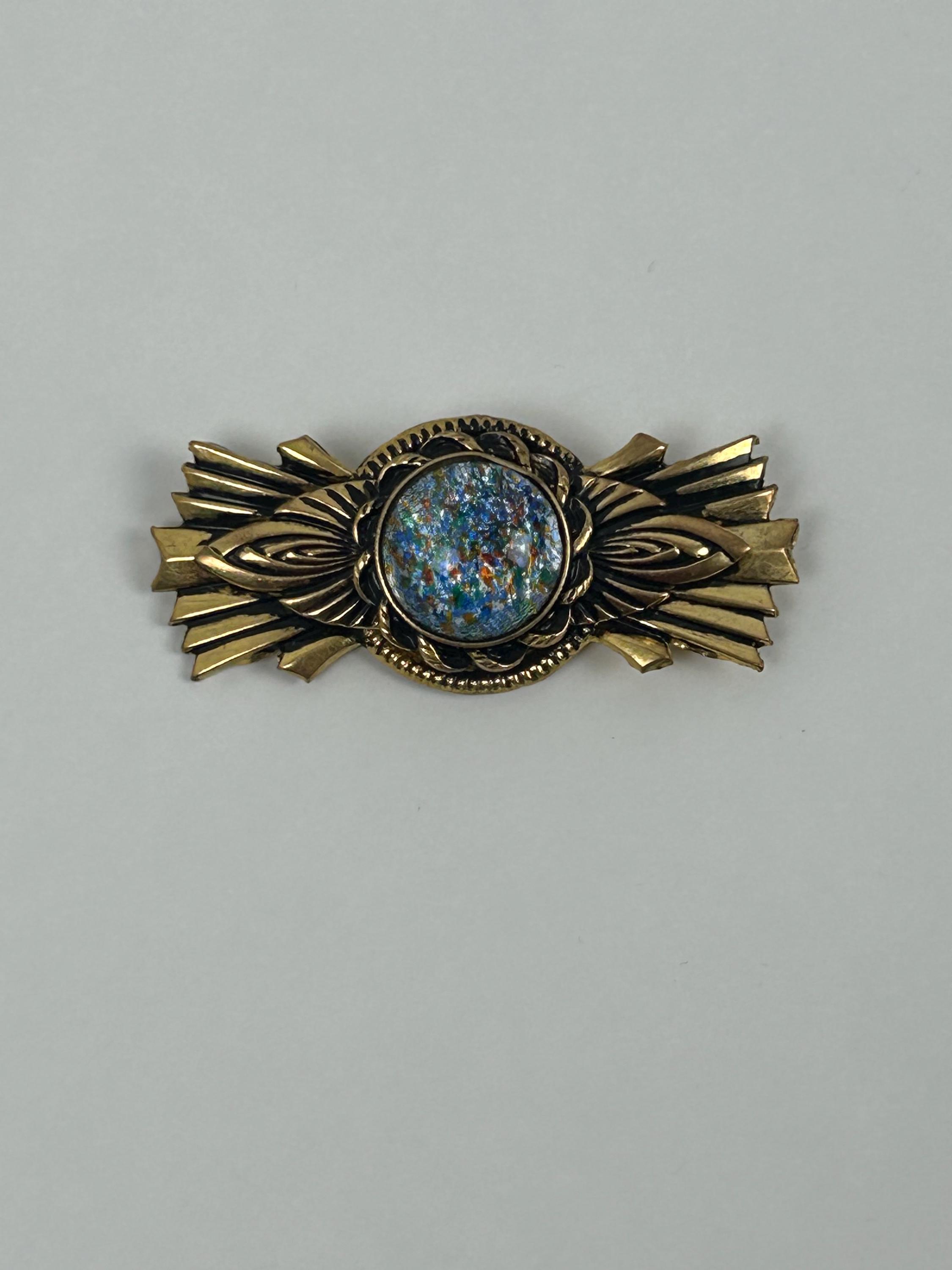 Brosche vintage 8cm 3,1" gold Schleife Schmuck retro Damenschmuck alt Vintageschmuck Broschensammlung Goldschmuck Broschen thrift