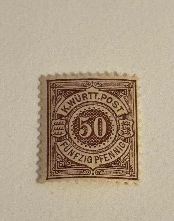 Antikes Königreich Württemberg 50 Pfennig Briefmarke