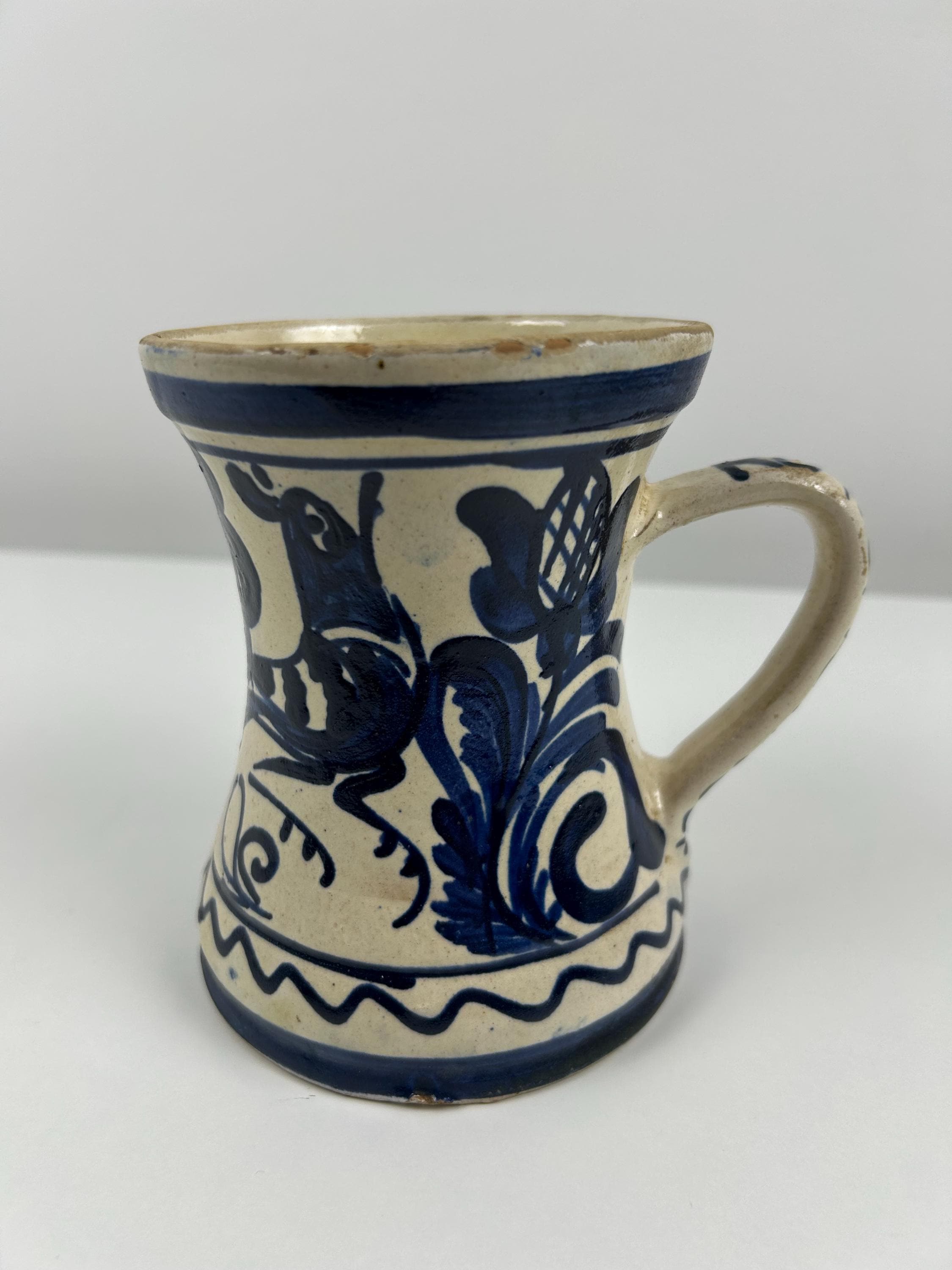 Krug weißblau vintage ca 13 cm Kanne delft Krug kobaltblau Trinken blau Vase thrift Keramik gebraucht Sammlung slawische Keramik Sammler