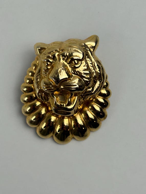 Vintage Clip Brosche Löwe Rund Traditionell