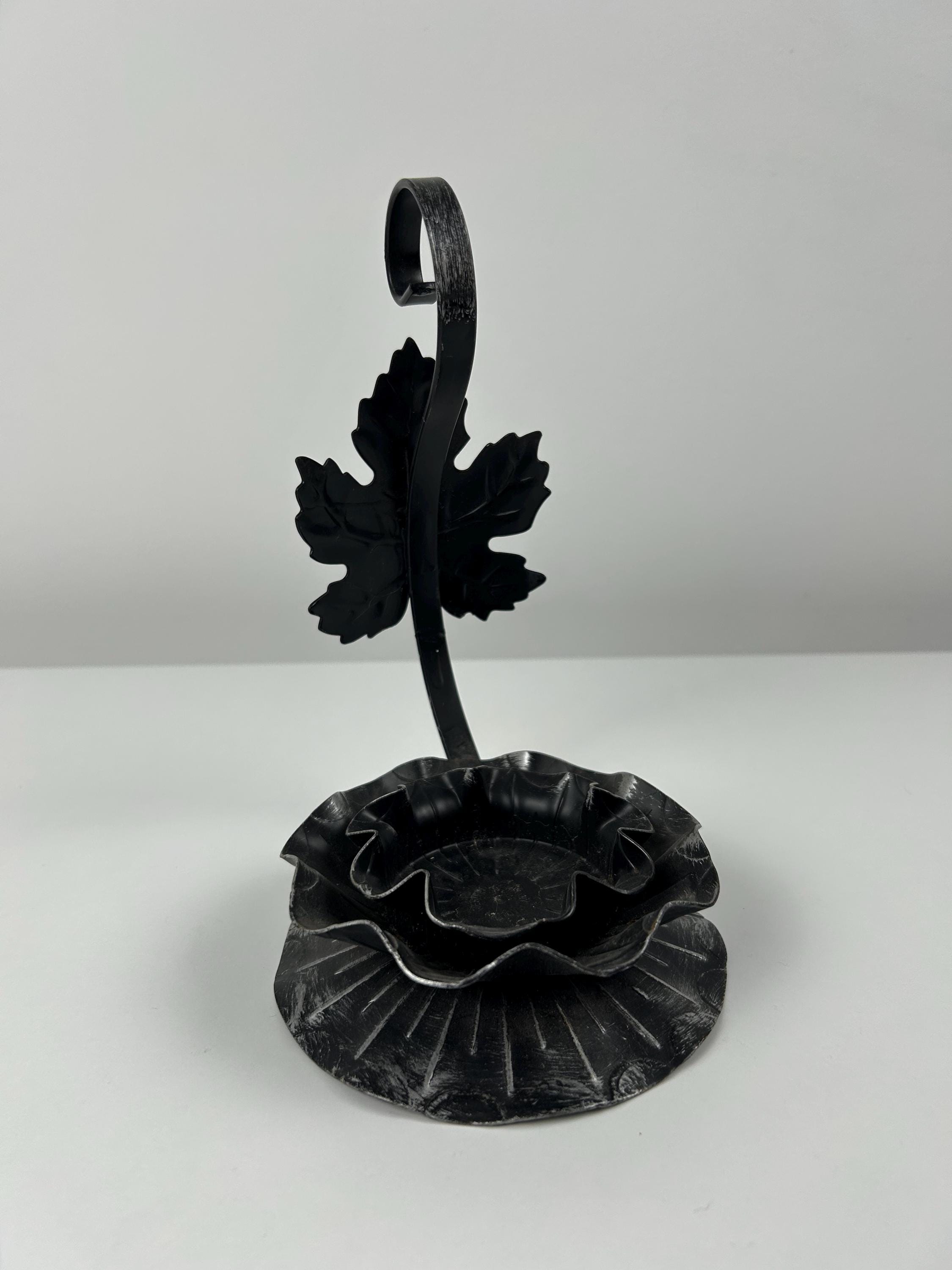 Kerzenhalter vintage mit Laubblatt retro Kerzenständer vintage Dekoration Landhaus Schloss Westgermany Midcentury