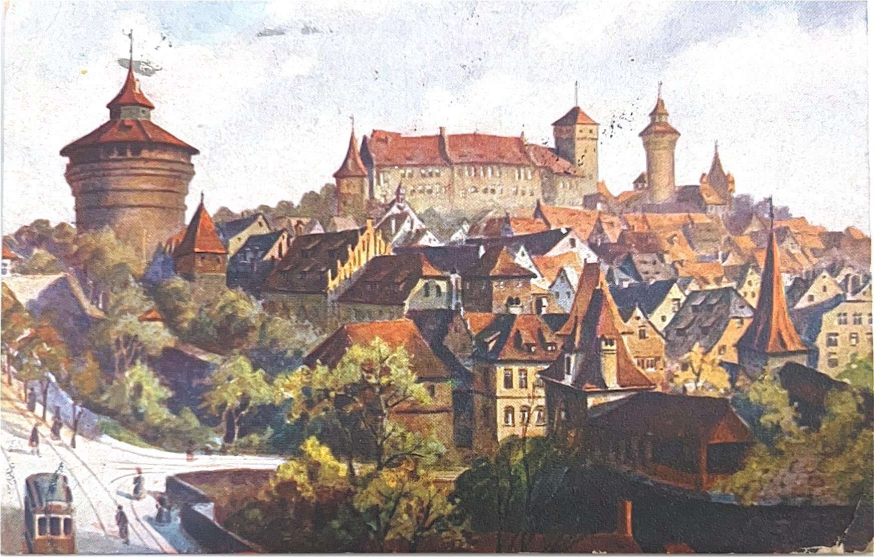 Ansichtskarte Nürnberg Hallertor Postkarte vintage Lithografie alt Bildpostkarte retro Litho Briefkarte thrift Korrespondenzkarte Karte