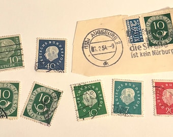 Vintage Briefmarken Deutsche Bundespost SET 8x vintage Briefmarken Briefmarkensammlung Philatelie Bayern Philatelie Deutschland gestempelt
