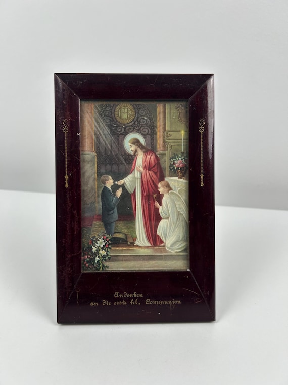 Andachtsbild Jesus Kommunion Vintage 12x19cm