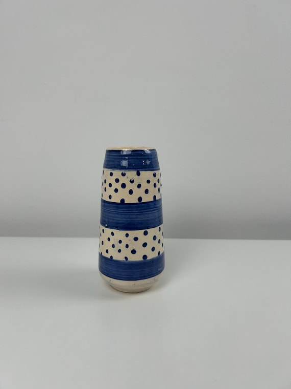 Vintage Weißblaue Keramikvase