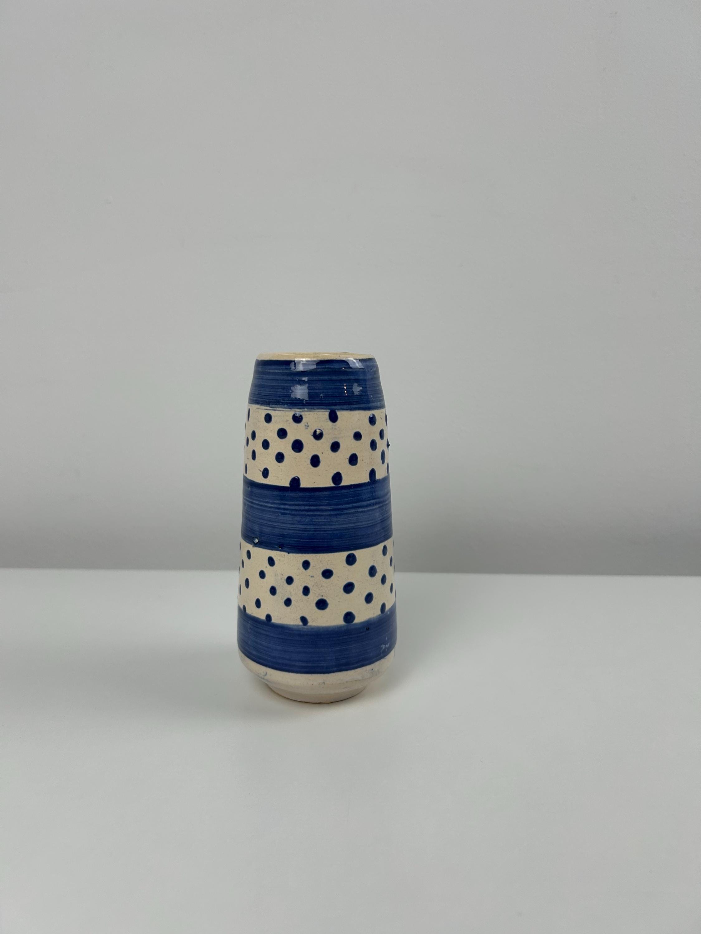 Vase Keramik Blumenvase Einrichtung weißblau Dekoration mediteran