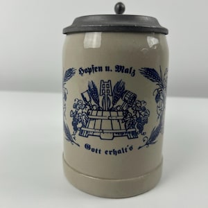 Old beer mug &quot;Hops and Malt&quot; retro beer glass vintage