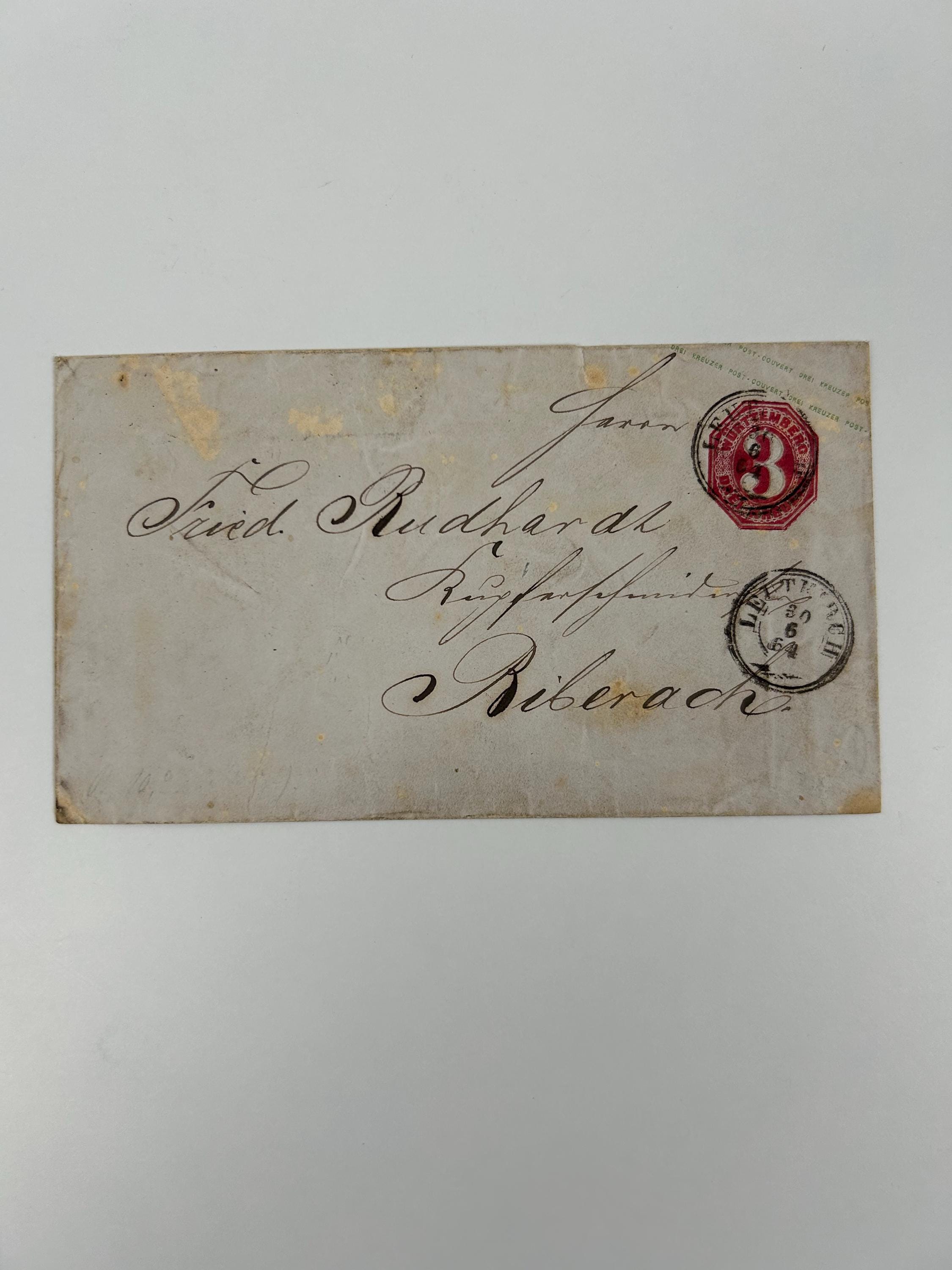 Brief antik Königreich Württemberg drei Groschen Post Briefe Sammler Couvert Sammlung Briefsammler Briefsammlung Briefmarkensammler