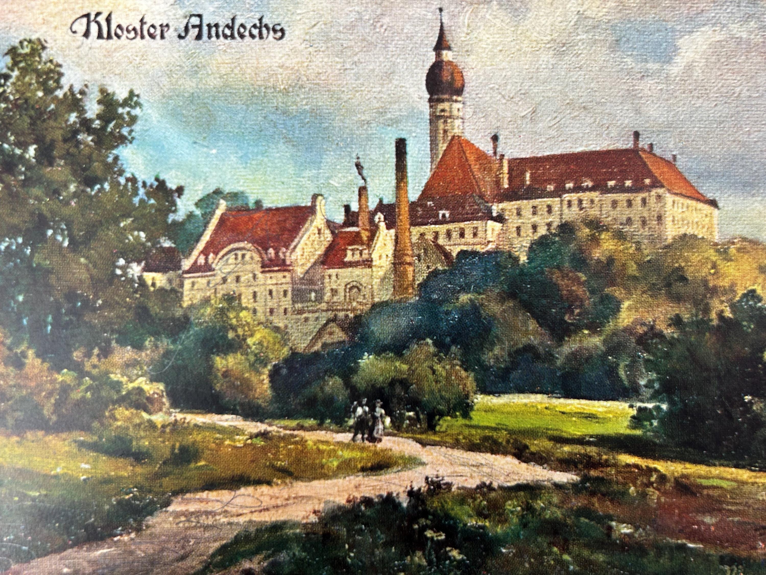 Ansichtskarte Kloster Andechs Erling Postkarte vintage Sammlerstück Lithografie Bildpostkarte Litho Briefkarte Korrespondenzkarte thrift