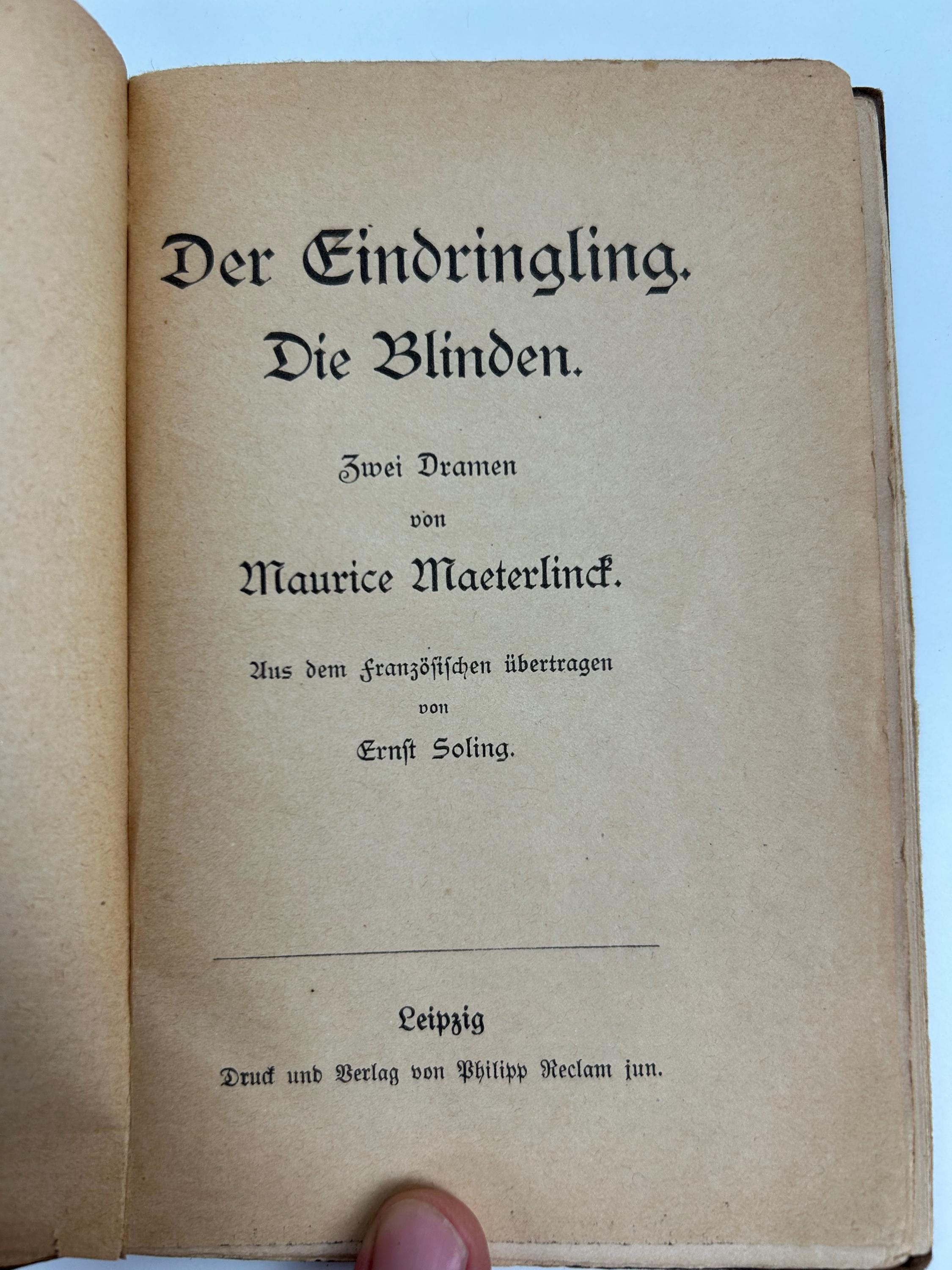 Maurice Maeterlinck: Der Eindringling / Die Blinden | Reclam um 1910 | Symbolismus