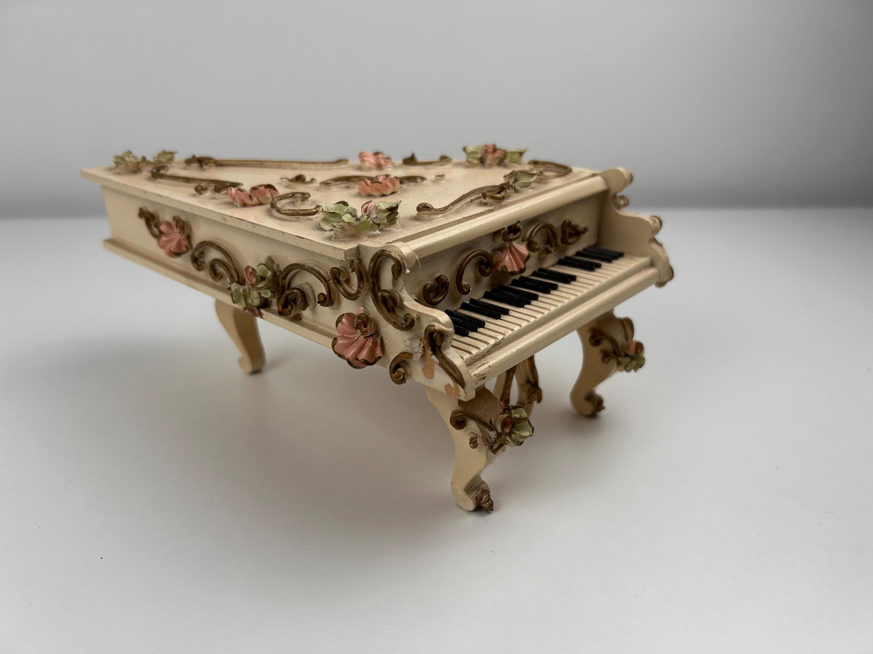 Spieluhr Piano Reuge Mozart Menuet vintage Sammler thrift Spieldose retro Musikbox Puppenmöbel Geschenk Klavier Liebhaber Sammlerstück