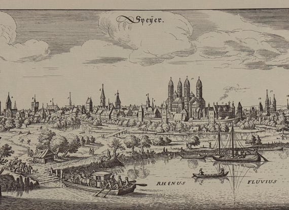 Stadtplan Speyer Antik 43x30cm