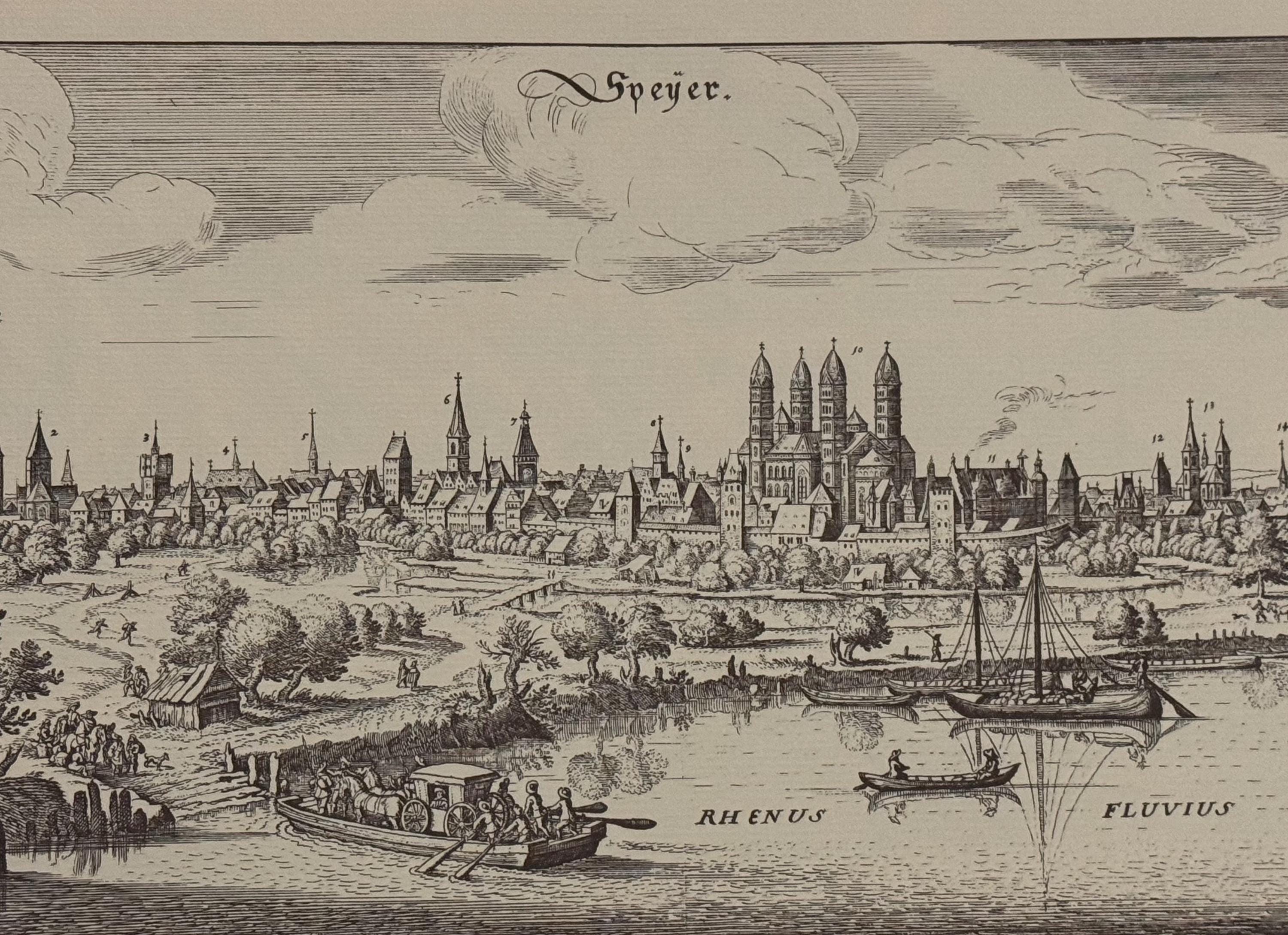 Stadtplan Speyer vintage Kunstdruck | Antike Landkarte Wanddeko Historisches Bild Wohnzimmer Dekoration Landkarte alt