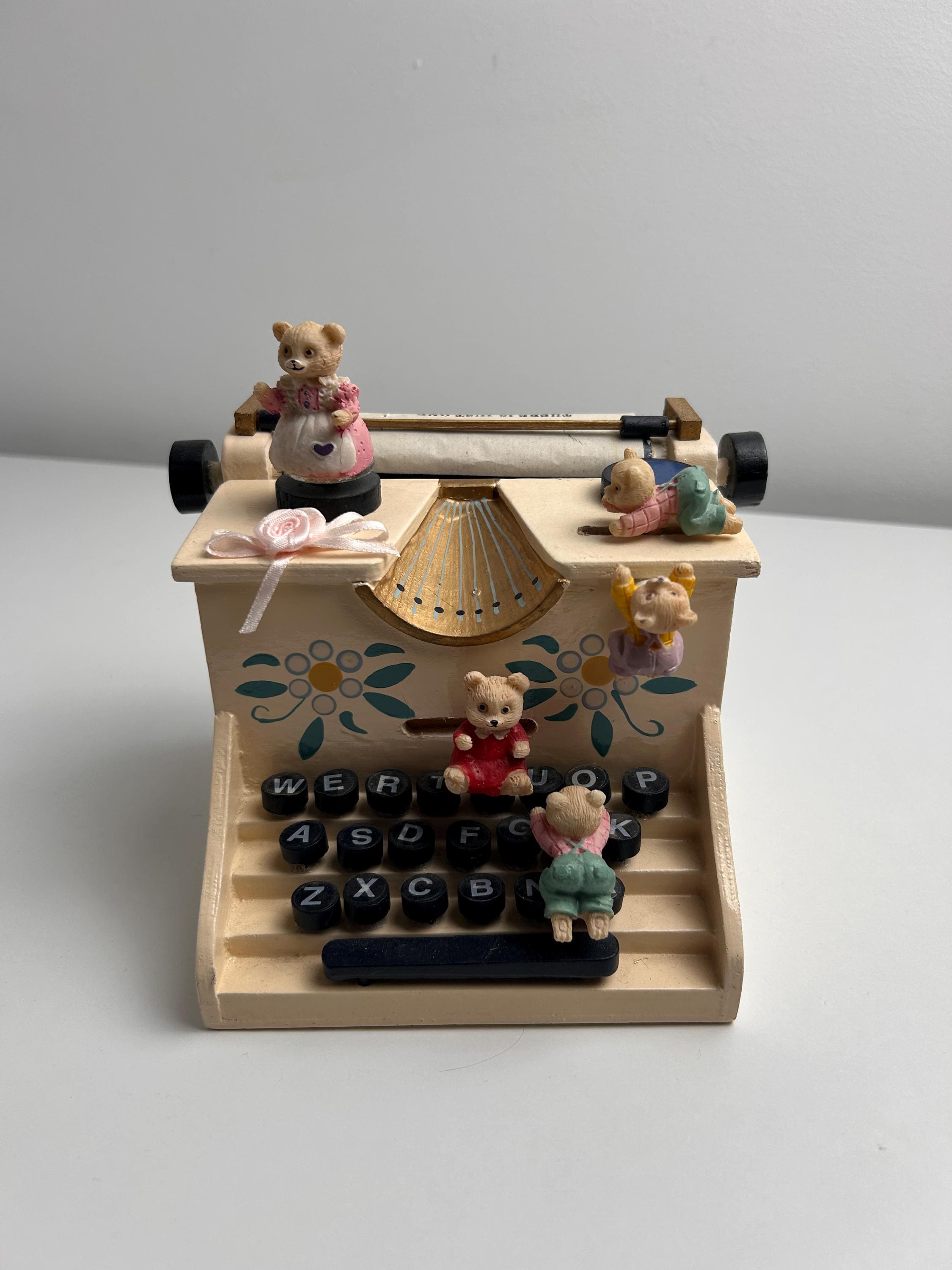 Vintage Spieluhr "Bären auf der Schreibmaschine" Spieldose Geschenk Bär Liebhaber Sammler Geschenkidee nostalgisch Einrichtung