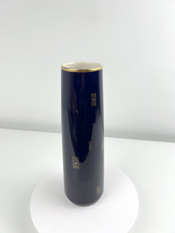 Vase Kobalt Blau Goldrand Vintage 24cm