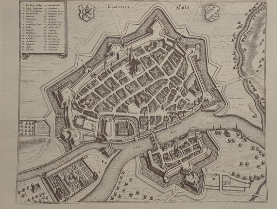 Stadtplan Kassel Antik 43x30cm