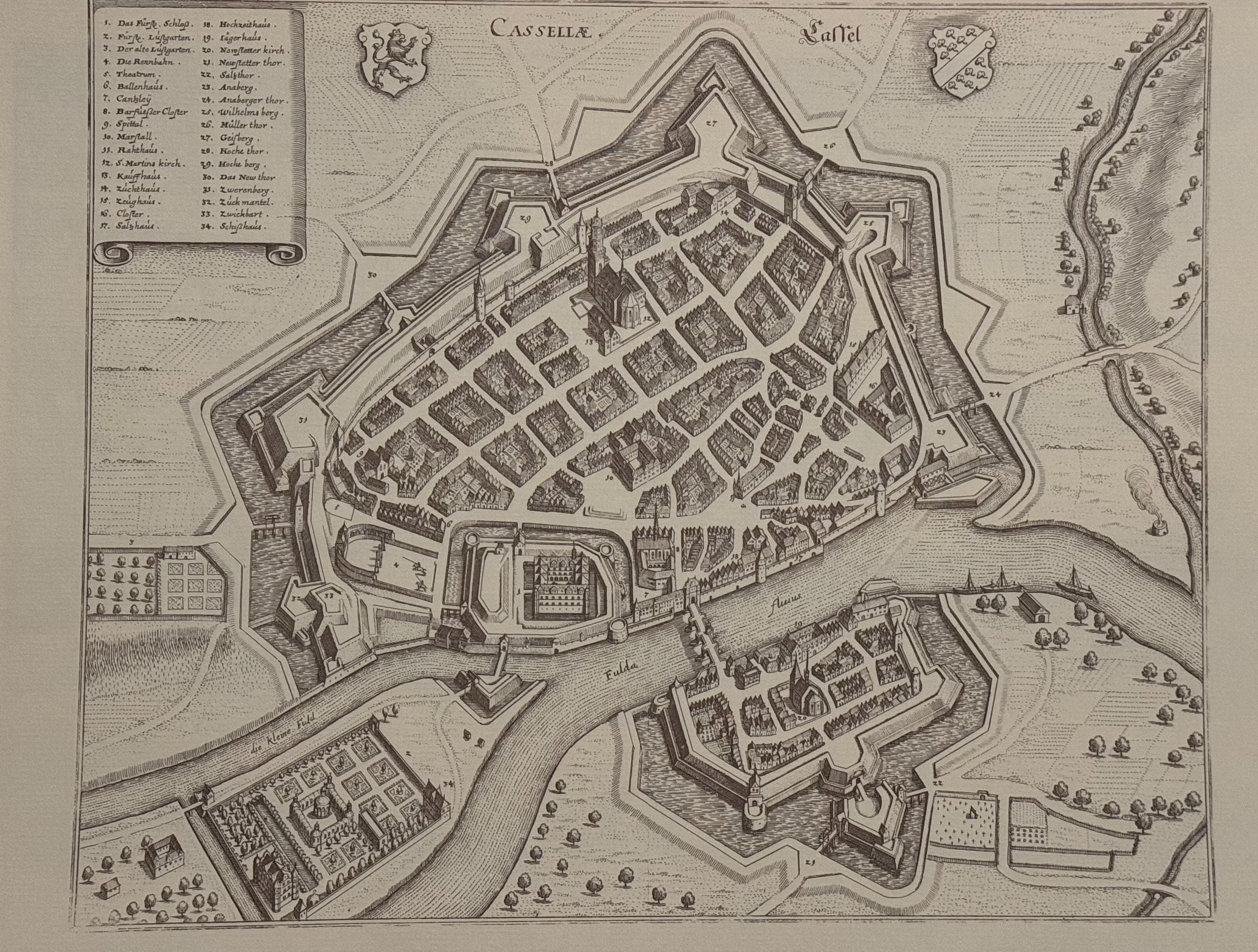 Stadtplan Kassel vintage Kunstdruck | Antike Landkarte Wanddeko Historisches Bild Wohnzimmer Dekoration Landkarte alt