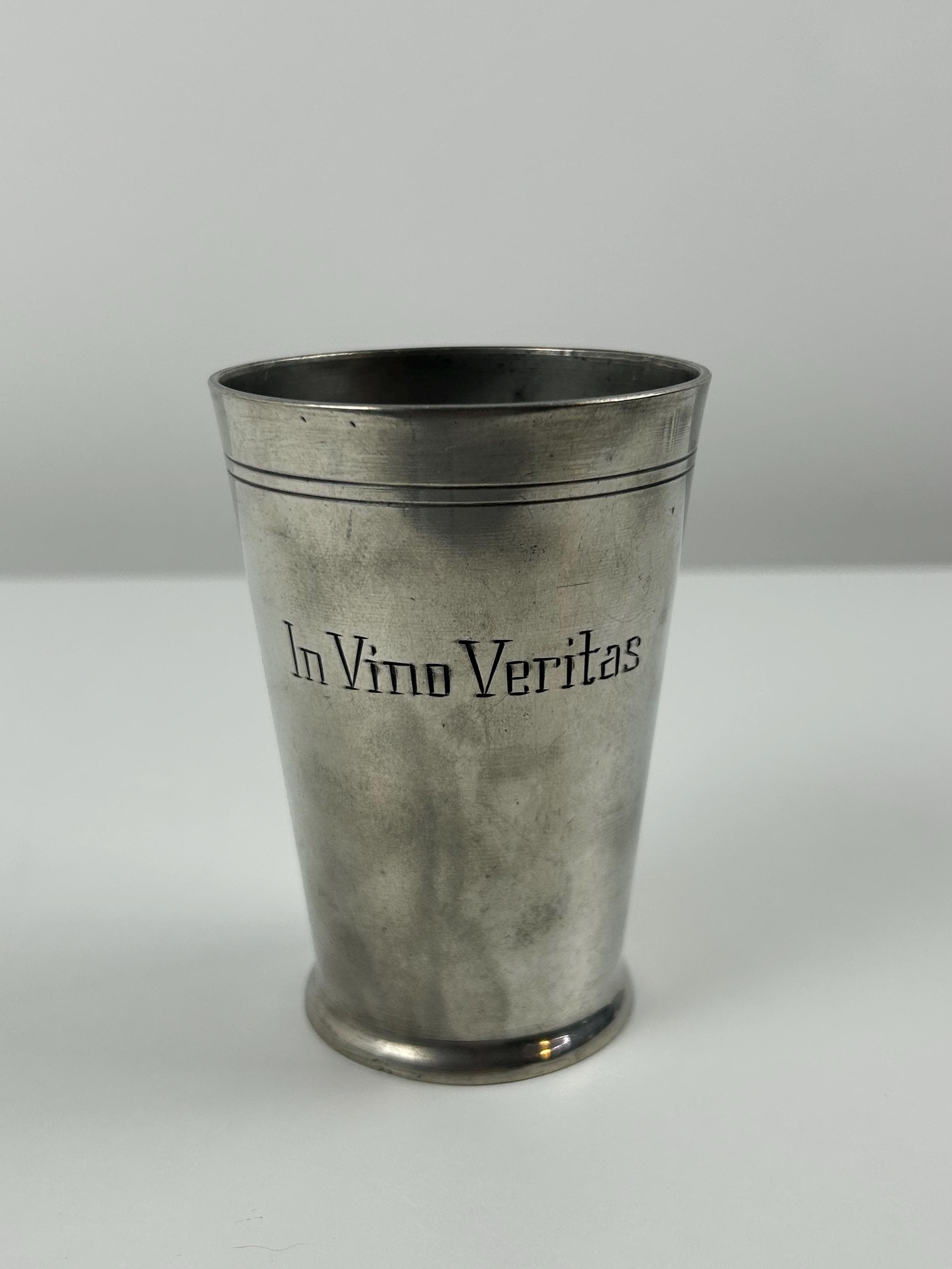 Zinnbecher von F.Sch.M. retro Zinn vintage Trinkbecher/-glas Dekoration alt Geschenk altes Weinglas