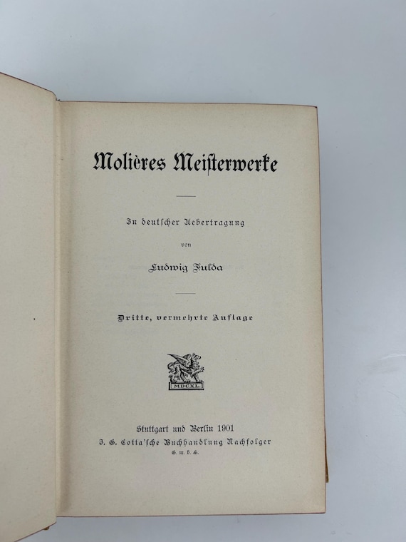 Molières Meisterwerke L Fulda 1901 Cotta Verlag