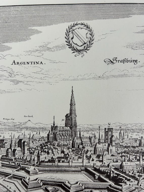Stadtplan Straßburg Blaeuw Antik 43x30cm