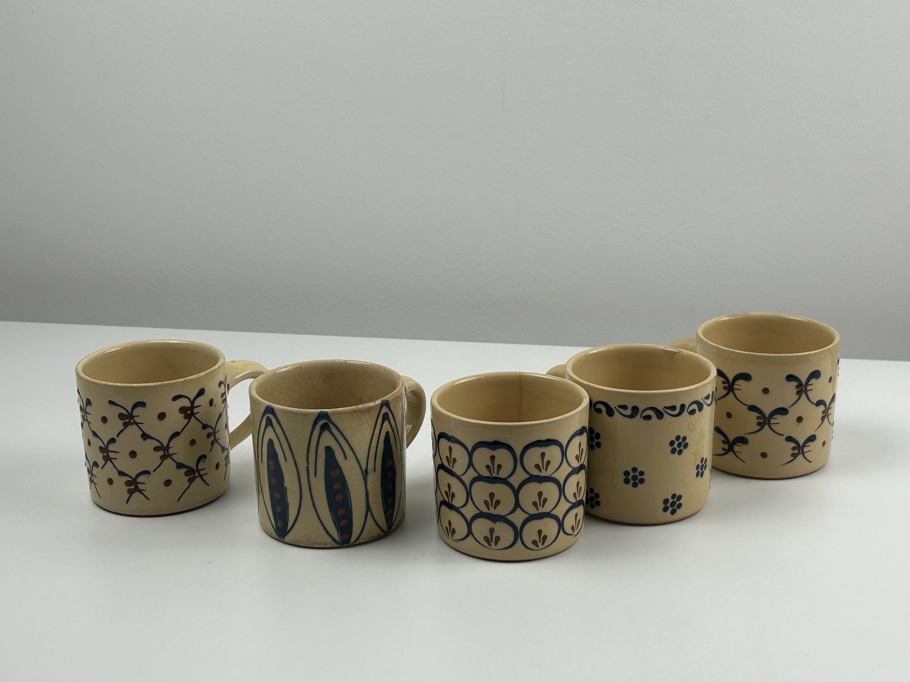 Tassen Set 5 Stück vintage je ca 7 cm 2,75in Höhe