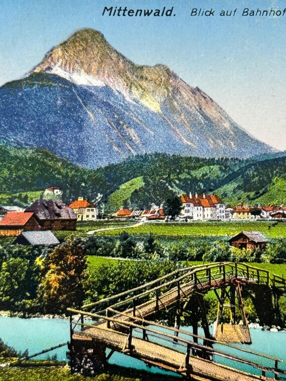 Postkarte Mittenwald Wettersteinpanorama Vintage