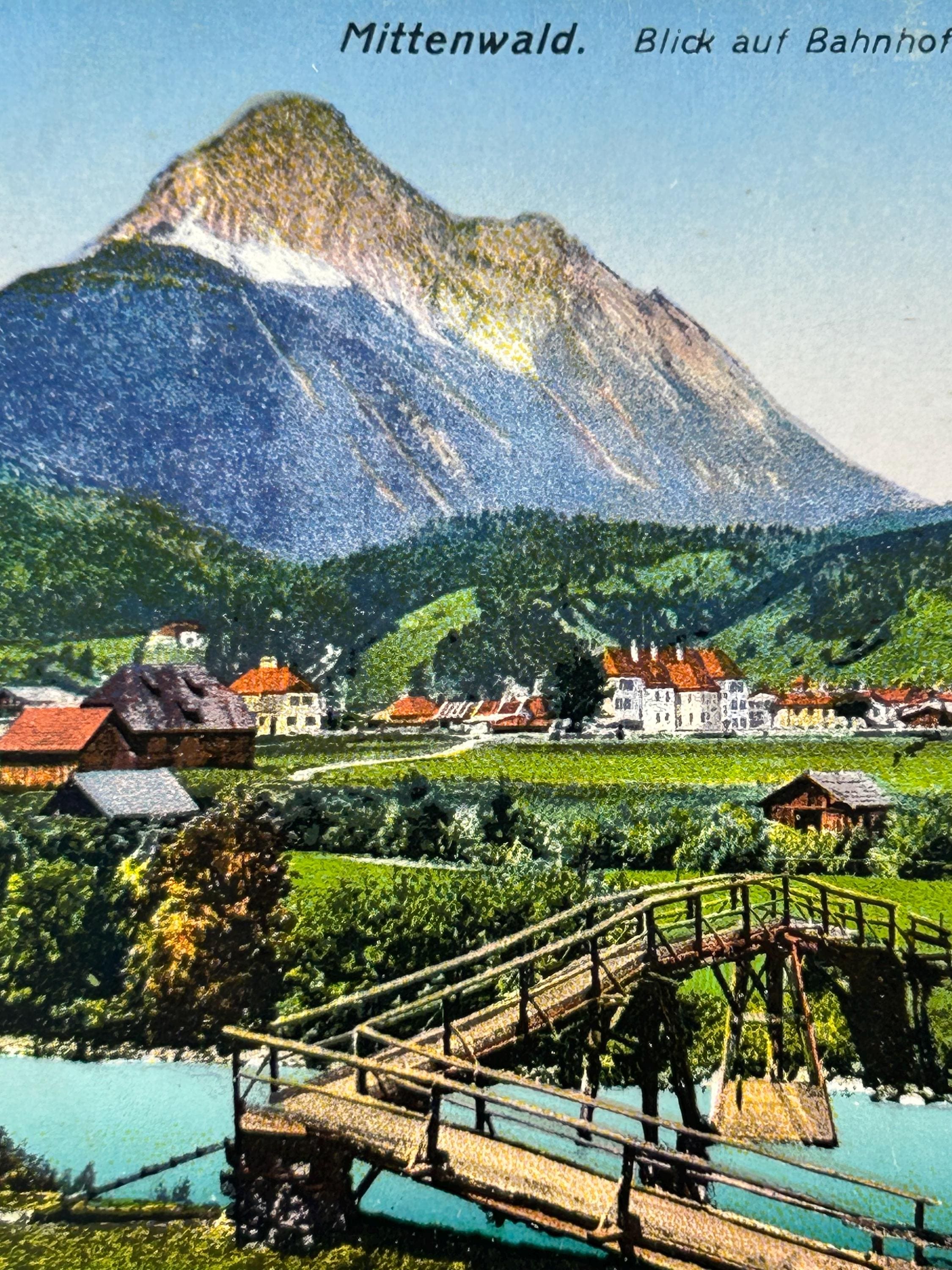 Postkarte Mittenwald Wetterstein Postkartensammlung Sammler Panorama retro Karte Ansichtskarte alt Dekoration Andenken historische Ansicht