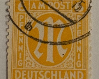 Vintage Briefmarke 1945 AM POST Deutschland Gestempelt Briefmarkensammlung antik Philatelie Postwertzeichen alt Briefmarkensammler Sammler