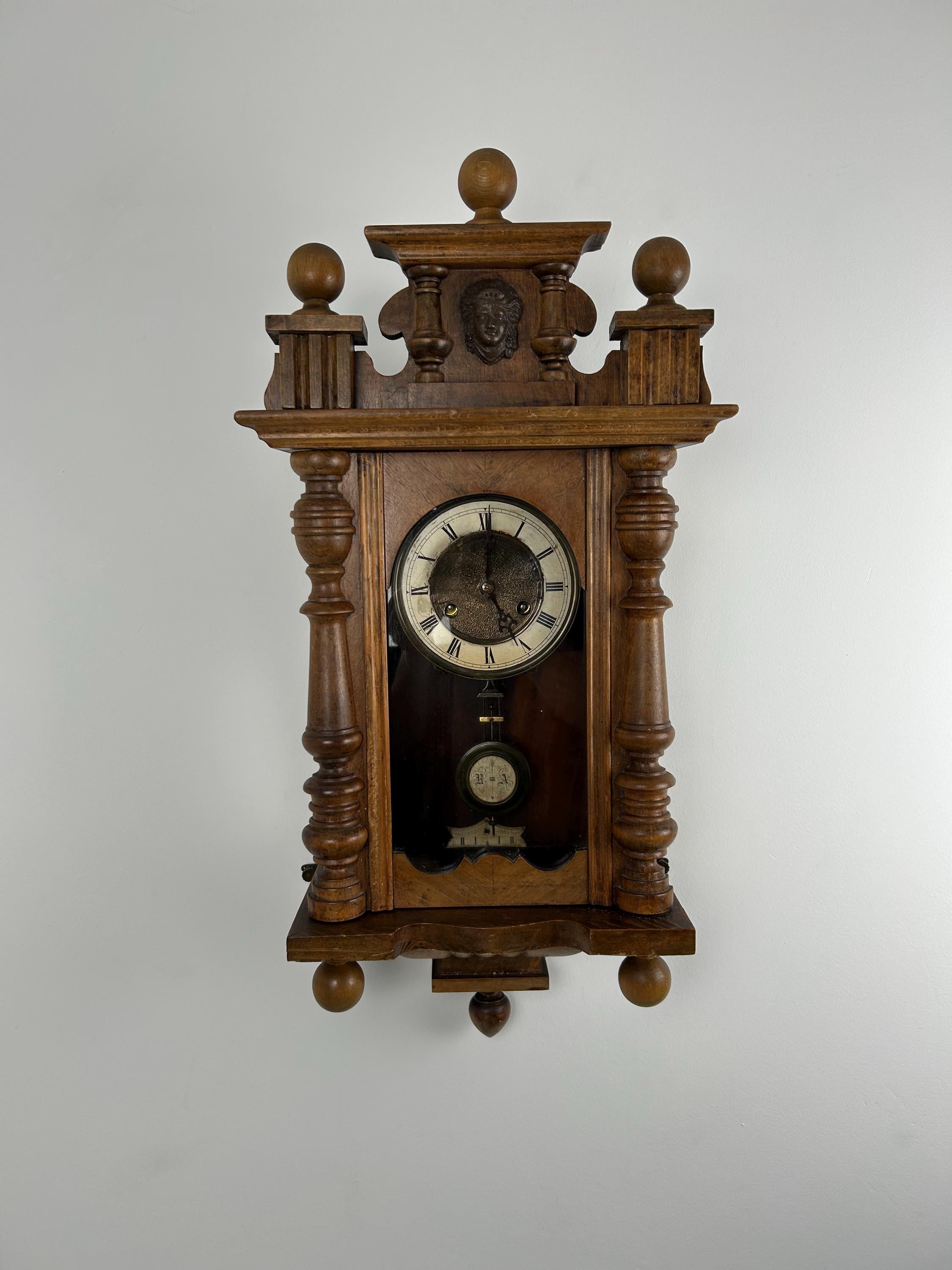 Wanduhr Regulator wahrscheinlich Junghans um 1900 Uhr defekt  ca 60x40 cm23,62x15,75in